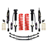 Dobinsons MRR 3-Way Adjustable 2.5-3 inch Lift Kit for F-150 4WD Crew Cab Short Bed 2021 with red coils, black shocks, leaf springs.