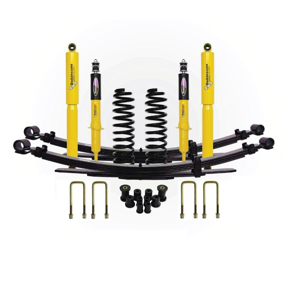 Dobinsons Twin Tube 2 inch Lift Kit for Frontier D40 (05-21) with heavy-duty shocks, coil and leaf springs, and hardware