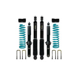Dobinsons IMS 2 inch Lift Kit for Frontier D40 (05-21) with heavy-duty coil springs, shocks, and mounting hardware in black and teal