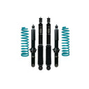 Dobinsons IMS 2 inch Lift Kit for Frontier D40 (05-21) with heavy-duty coil springs and adjustable shocks in black and teal
