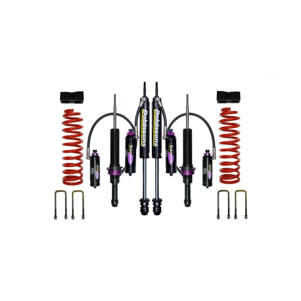 Dobinsons MRR 3-Way Adjustable 2-3 inch Lift Kit for Frontier D41 (22-ON) - Black/Red with coil springs and remote reservoir shocks