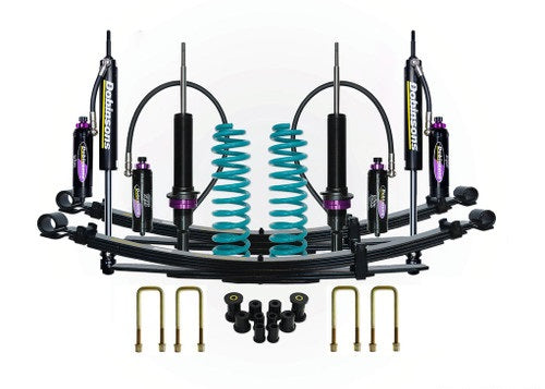 Dobinsons MRR 3-Way Adjustable 2 inch Lift Kit for Frontier D40 (05-21) with coil springs, shocks, leaf springs, and mounting hardware