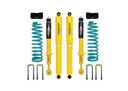 Dobinsons Twin Tube 2 inch Lift Kit for Frontier D40 (05-21) with yellow shocks, teal coil springs, and hardware