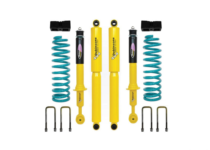 Dobinsons Twin Tube 2 inch Lift Kit for Frontier D40 (05-21) - Yellow/Teal – Standard (0-60 lbs) / 1.25in Block Kit