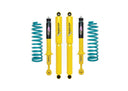 Dobinsons Twin Tube 2 inch Lift Kit for Frontier D40 (05-21) with heavy-duty yellow shocks and teal coil springs