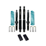Dobinsons IMS 1.75 inch Lift Kit for L200 MV (24-ON) with black shocks, teal coil springs, blocks, and U-bolts suspension components