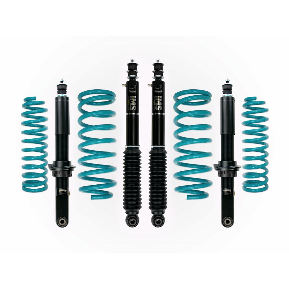 Dobinsons IMS 1-2.5 inch Lift Kit for Landcruiser 200 Series (08-21) with black dampers and teal coil springs