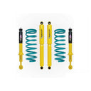 Dobinsons Twin Tube 1-2.5 inch Lift Kit for Landcruiser 200 Series (08-21) with yellow twin-tube shocks and teal coil springs