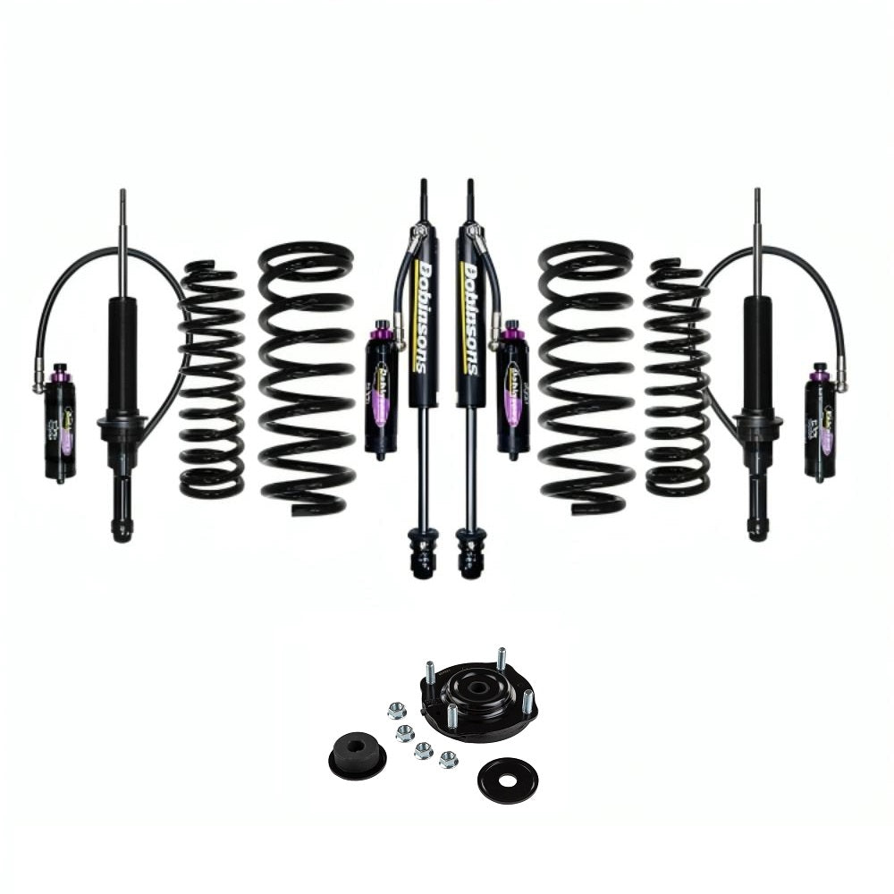 Dobinsons MRR 3-Way Adjustable 1.5-2.5 inch Lift Kit for Landcruiser 200 Series (08-21) with black shocks and coil springs