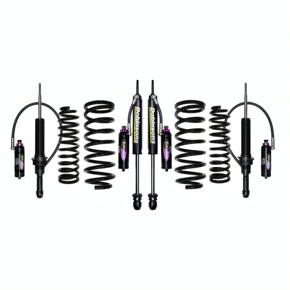 Dobinsons MRR 3-Way Adjustable 1.5-2.5 inch Lift Kit for Landcruiser 200 Series (08-21) with black adjustable shocks and coil springs