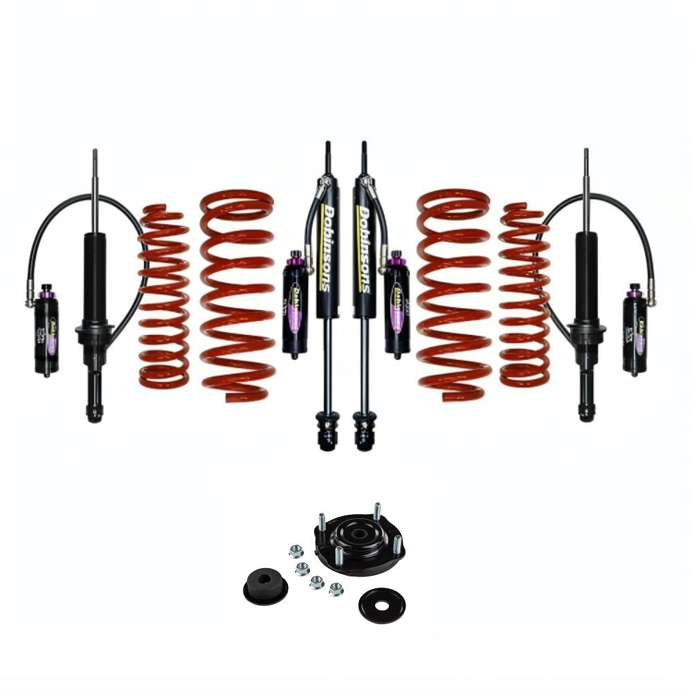 Dobinsons MRR 3-Way Adjustable 1.5-2.5 inch Lift Kit for Landcruiser 200 Series (08-21) with black/red coil springs and assembled shocks
