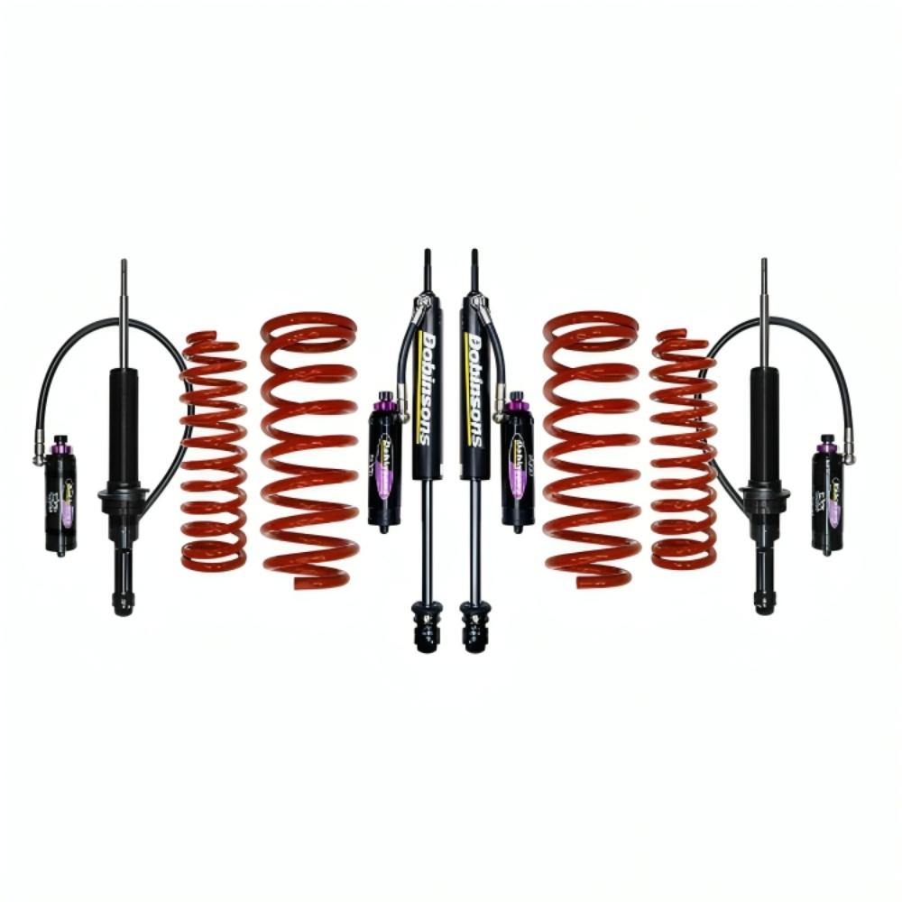 Dobinsons MRR 3-Way Adjustable 1.5-2.5 inch Lift Kit for Landcruiser 200 Series (08-21) - Black/Red with high-performance shocks and coil springs