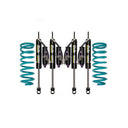 Dobinsons MRR 3-Way Adjustable 0-4 inch Lift Kit for Landcruiser 80 Series (90-97) with black remote reservoir shocks and teal coil springs