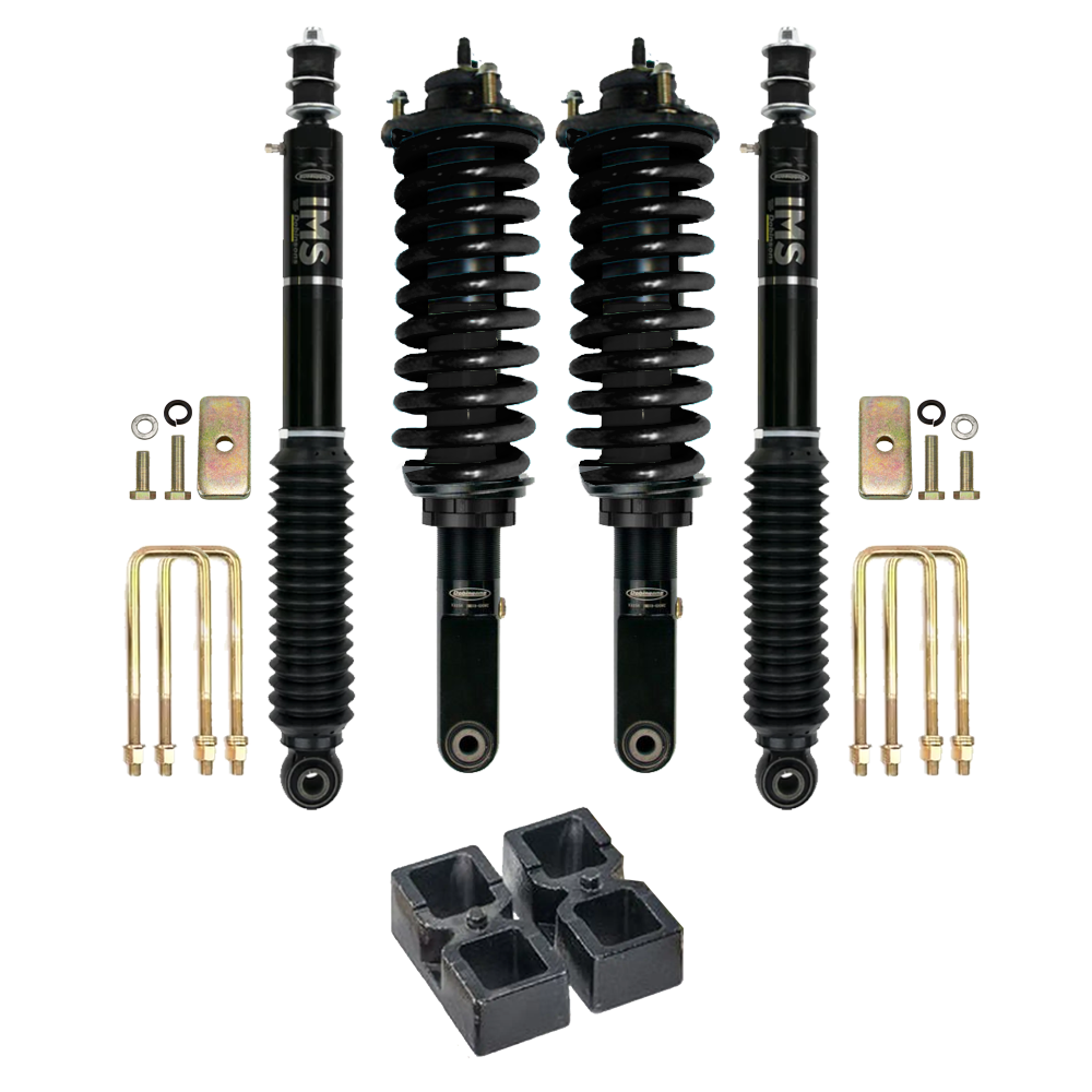 Dobinsons IMS 2-3.5 inch Lift Kit for Tacoma (05-23) - Black/Black with assembled front shocks, coil springs, U-bolts, and spacers