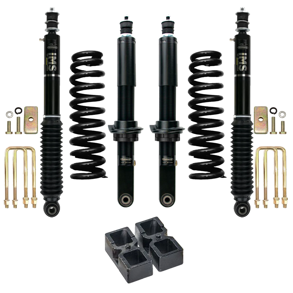 Dobinsons IMS 2-3.5 inch Lift Kit for Tacoma (05-23) - Black/Black with heavy-duty shocks, coil springs, blocks, and hardware suspension components