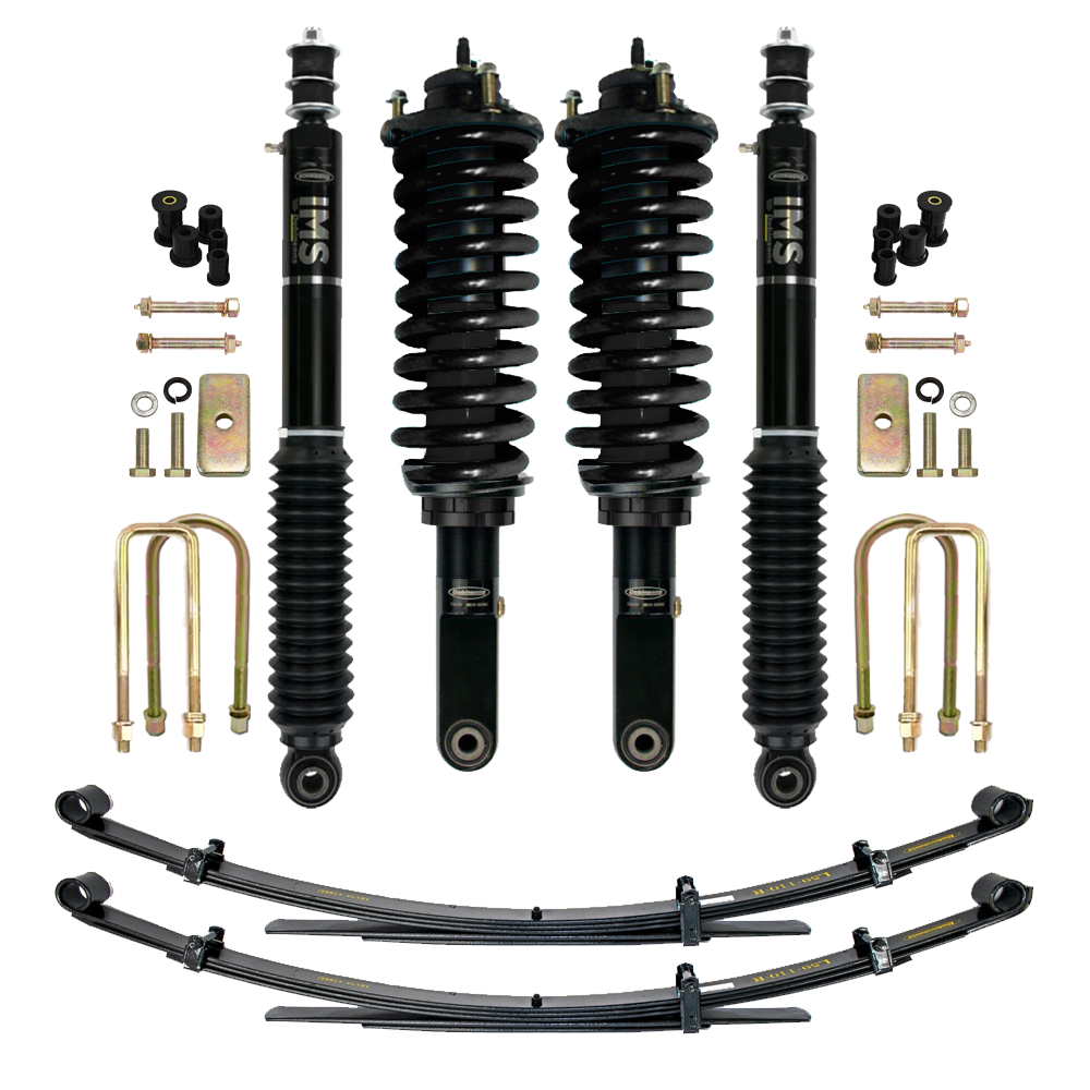 Dobinsons IMS 2-3.5 inch Lift Kit for Tacoma (05-23) - Black/Black with assembled front shocks, heavy-duty coil springs, and leaf springs