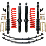 Dobinsons IMS 2-3.5 inch Lift Kit for Tacoma (05-23) - Black/Red with heavy-duty shocks, red coil springs, leaf springs, and hardware