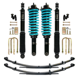 Dobinsons IMS 2-3.5 inch Lift Kit for Tacoma (05-23) with black shocks, teal coil springs, leaf springs, and mounting hardware