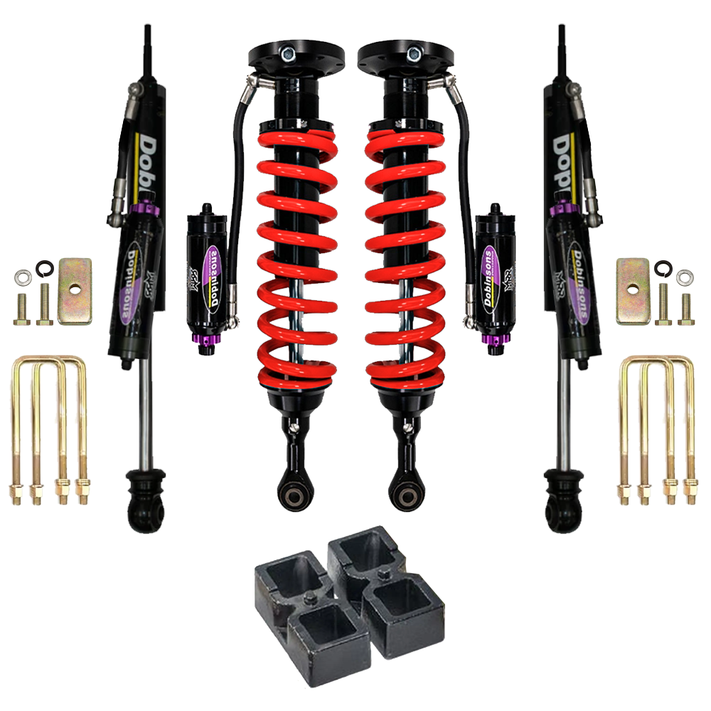 Dobinsons MRR 3-Way Adjustable 2-3.5 inch Lift Kit for Tacoma (05-23) - Black/Red with Assembled Front Shocks