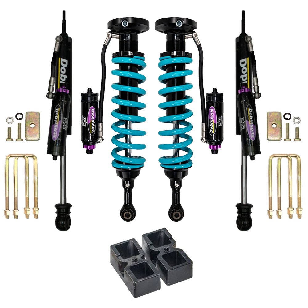 Dobinsons MRR 3-Way Adjustable 2-3.5 inch Lift Kit for Tacoma (05-23) - Black/Teal with Assembled Front Shocks