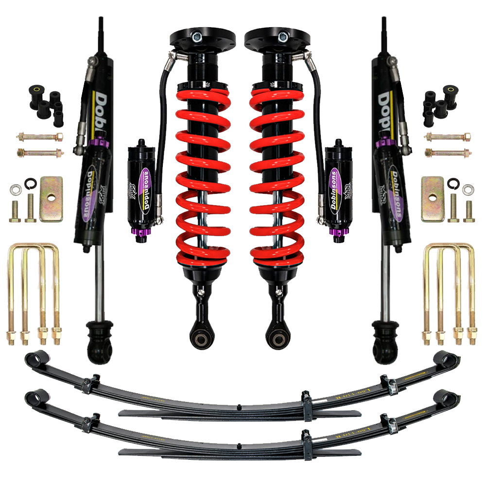 Dobinsons MRR 3-Way Adjustable 2-3.5 inch Lift Kit for Tacoma (05-23) - Black/Red with Assembled Front Shocks