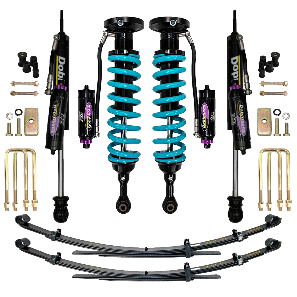 Dobinsons MRR 3-Way Adjustable 2-3.5 inch Lift Kit for Tacoma (05-23) - Black/Teal with Assembled Front Shocks