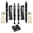 Dobinsons Twin Tube 2-3.5 inch Lift Kit for Tacoma (05-23) with black shocks, coil springs, blocks, and mounting hardware