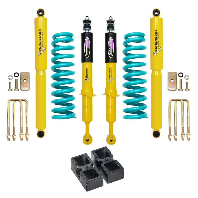 Dobinsons Twin Tube 2-3.5 inch Lift Kit for Tacoma (05-23) - Yellow/Teal – 2 inches / Standard (0-100 lbs) / Block Kit