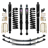 Dobinsons Twin Tube 2-3.5 inch Lift Kit for Tacoma (05-23) - Black/Black heavy-duty suspension including shocks, coils, leaf springs, and hardware