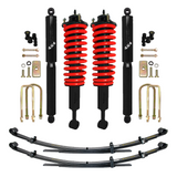 Dobinsons Twin Tube 2-3.5 inch Lift Kit for Tacoma (05-23) - Black/Red with heavy-duty coil springs, shocks, leaf springs, and hardware