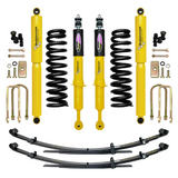 Dobinsons Twin Tube 2-3.5 inch Lift Kit for Tacoma (05-23) with yellow shocks, coil springs, leaf springs, and hardware suspension system