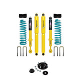 Dobinsons Twin Tube 1.75-2 inch Lift Kit for Tacoma (95-04) - Yellow/Teal with assembled front shocks and coil springs suspension components