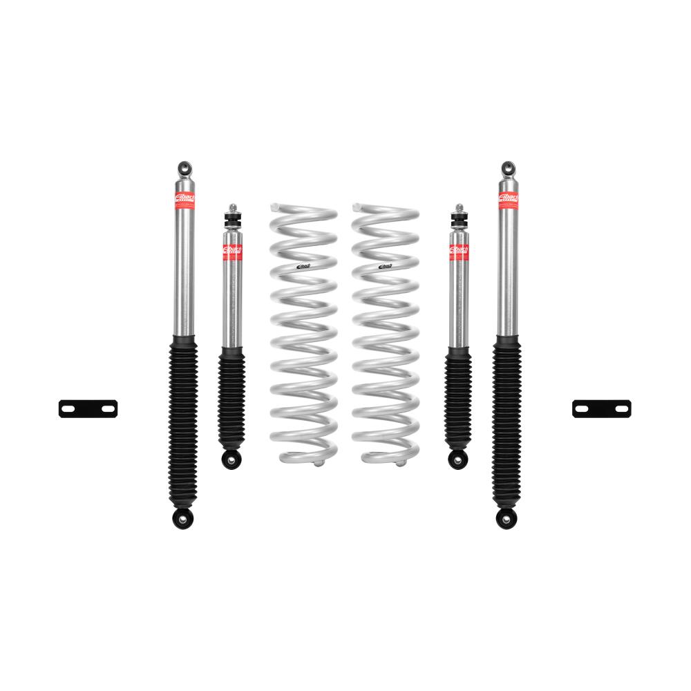 Bilstein 6112 monotube shocks and coil springs suspension kit with mounting brackets for lifted off-road vehicles.