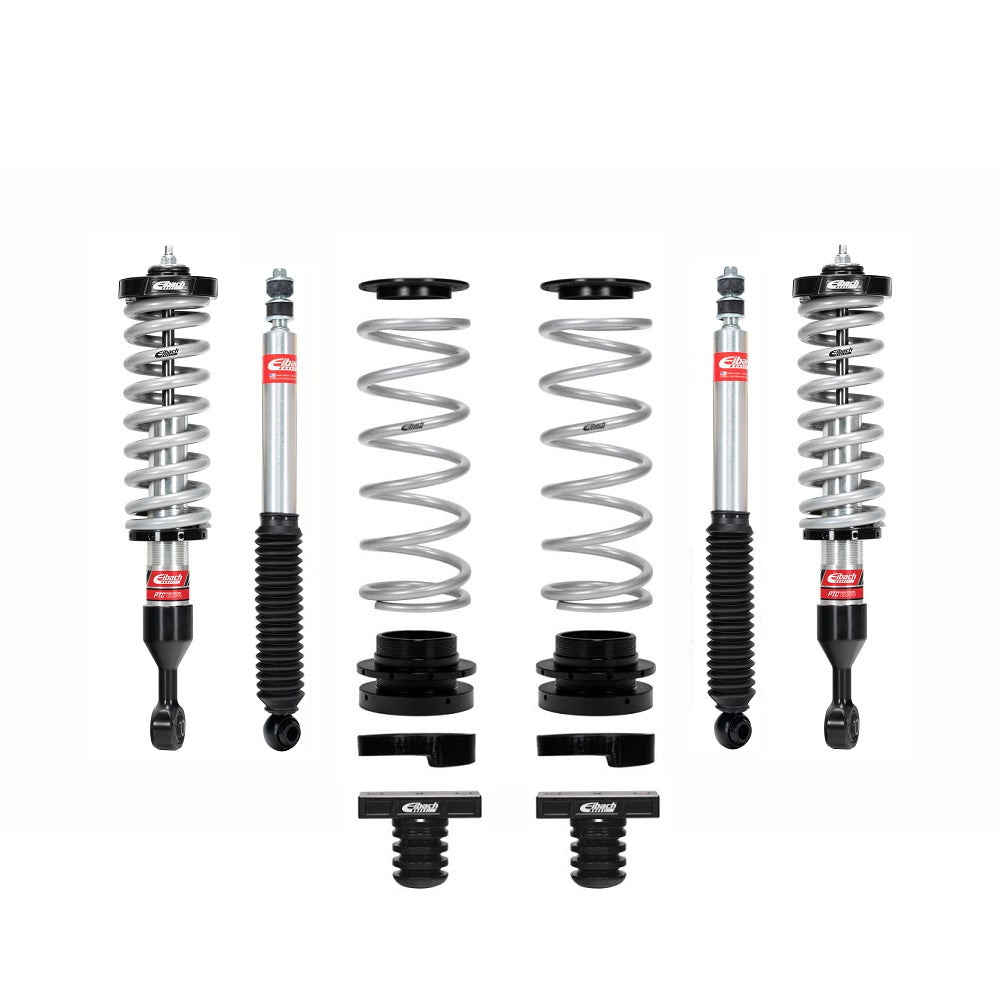Eibach Stage 2 2-4 inch Lift Kit for 4Runner (10-24) with adjustable coilovers, rear sport shocks, and hardware components