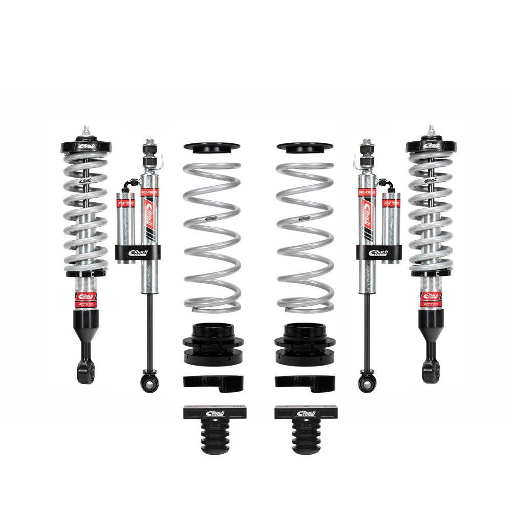 Eibach Stage 2R 2-4 inch Lift Kit for 4Runner (10-24) with adjustable coilovers, rear reservoir shocks, and heavy-duty springs