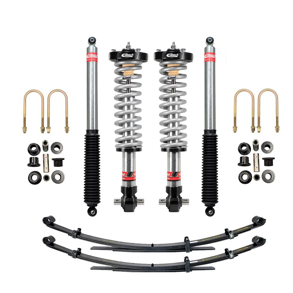 Eibach Stage 2 0-3.2 inch Lift Kit for F-150 SuperCrew RWD (21-ON) with adjustable coilovers and sport shocks components displayed