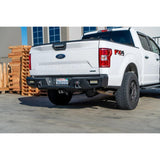 Body Armor 4x4 18-20 Ford F-150 (Ex. Raptor) Ambush Rear Bumper - Black steel with welded D-ring mounts and integrated LED cubes
