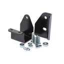 A pair of black ARB Old Man Emu Sway Bar Extension Brackets FK18 and bolts on a white background, used for suspension.