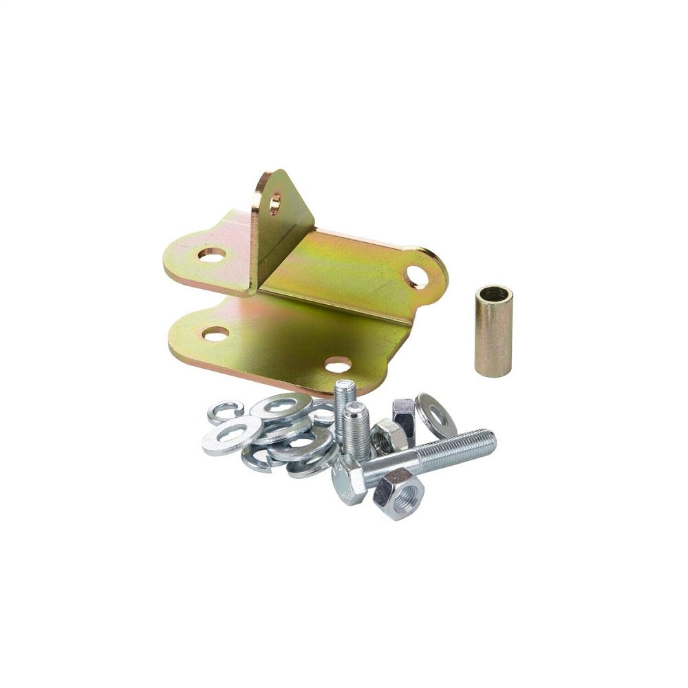 An Old Man Emu Track Bar Relocation Bracket Replacement with 2-2.5" Lift, consisting of screws and bolts, on a white background, used for installation hardware.