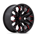 Fuel 1PC D823 Flame - 20X9 1mm - Gloss Black Milled With Candy Red off-road wheel with aggressive multi-spoke design