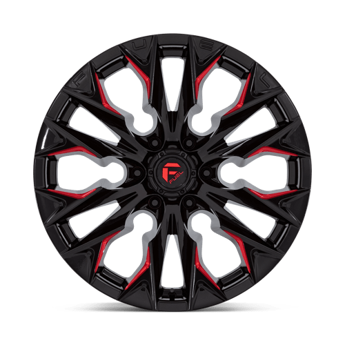 Fuel 1PC D823 Flame - 20X9 1mm - Gloss Black Milled With Candy Red