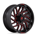 Fuel 1PC D808 Hurricane - 20X9 1mm Gloss Black Milled Red Tint wheel with aggressive multi-spoke design for off-road vehicles