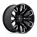 Fuel 1PC D849 Rebar - 17X9 1mm - Gloss Black Milled wheel with multi-spoke design for off-road Tacoma applications