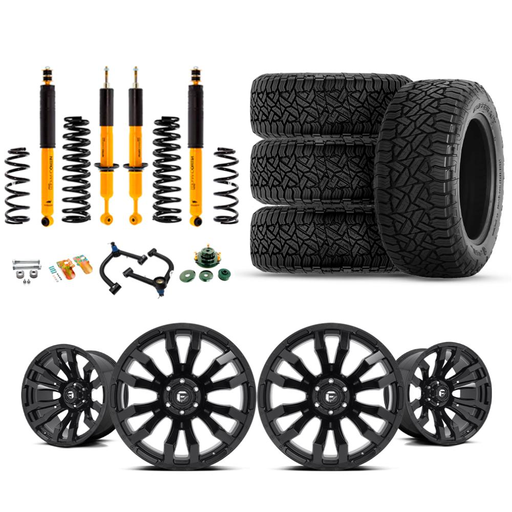 OME 2.5" Lift Kit + 17" Fuel Wheels & Tires Package for Lexus GX460 (10-23) with heavy-duty suspension and off-road tires