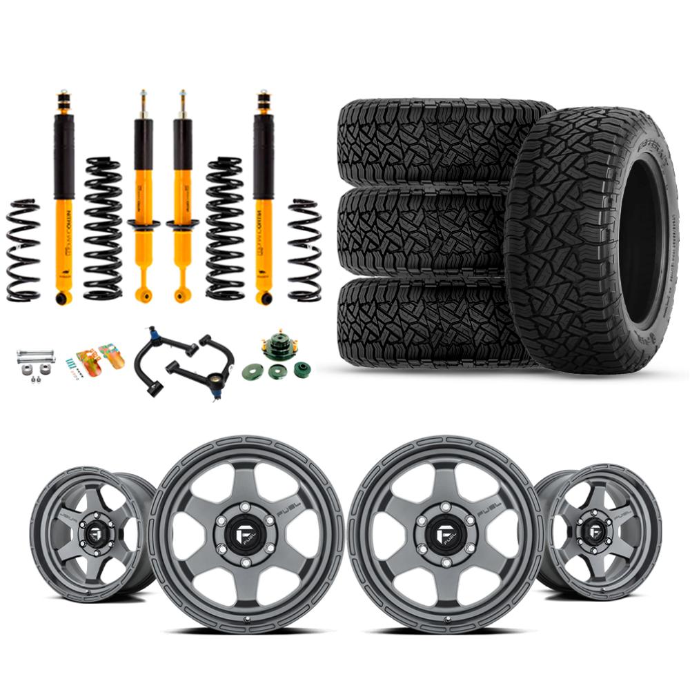 OME 2.5" Lift Kit + 17" Fuel Wheels & Tires Package for Lexus GX470 (03-09) with heavy-duty suspension components and off-road tires