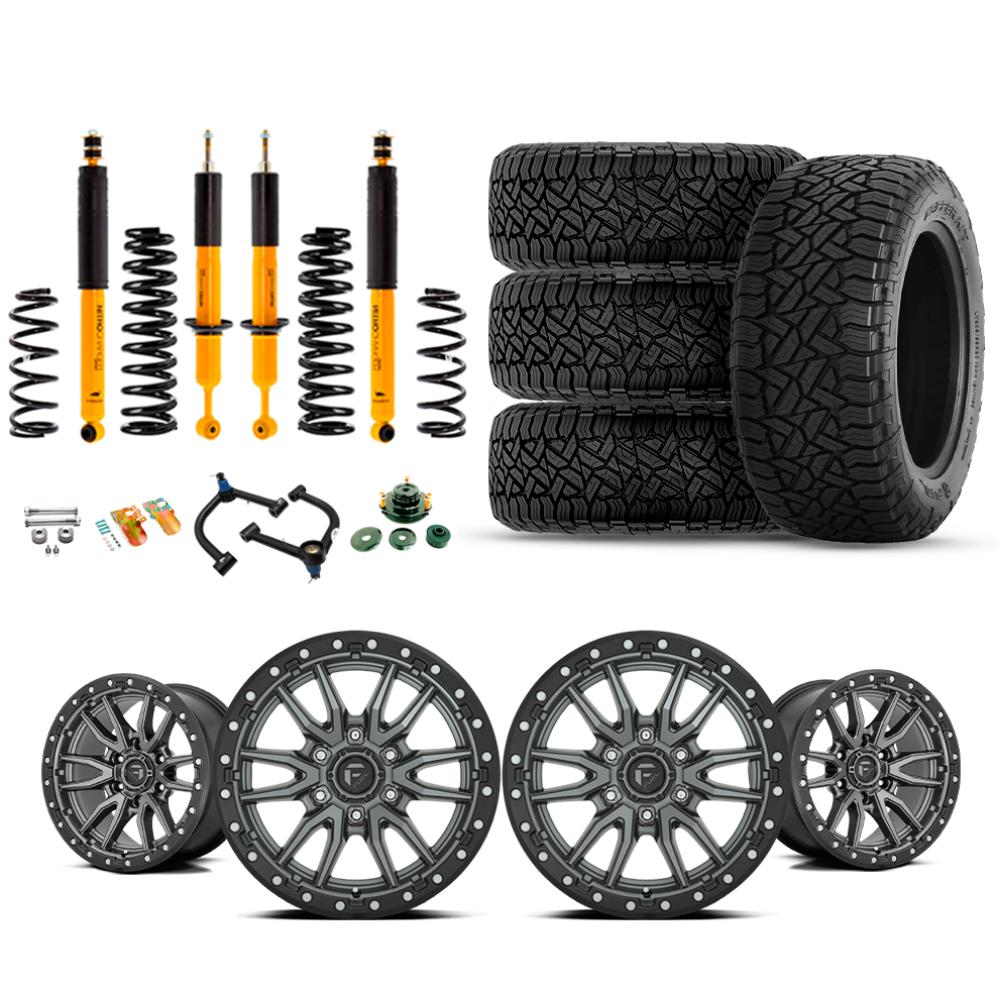 Old Man Emu OME 2.5" Lift Kit + 17" Fuel Wheels & Tires Package for Lexus GX470 (03-09) with suspension and off-road tires