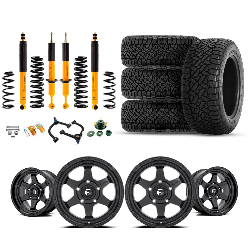 OME 3" Lift Kit + 17" Fuel Wheels & Tires Package for Lexus GX470 (03-09) with old man emu suspension and all-terrain tires