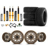 Old Man Emu OME 3" Lift Kit + 17" Fuel Wheels & Tires Package for Lexus GX470 (03-09) with suspension shocks and all-terrain tires
