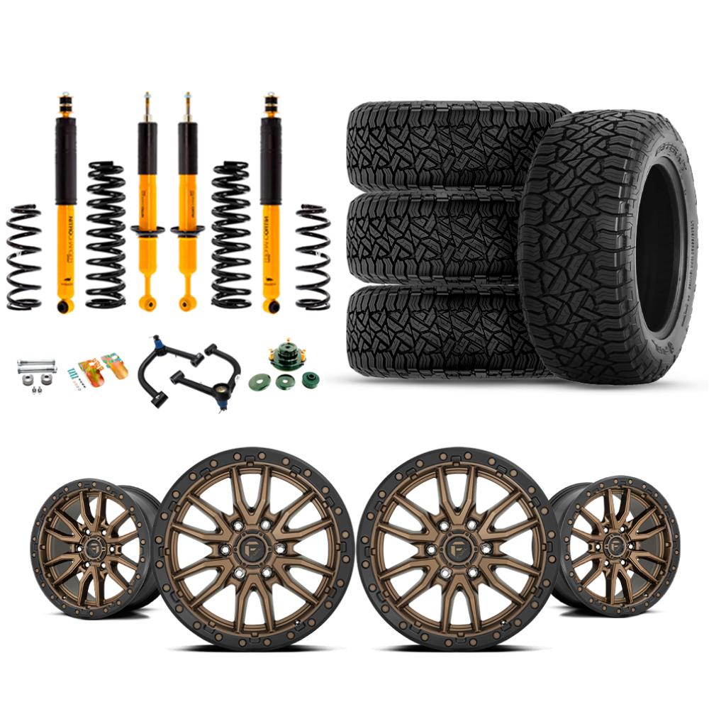 OME 3" Lift Kit + 17" Fuel Wheels & Tires Package for Lexus GX470 (03-09) with Old Man Emu suspension components and all-terrain tires