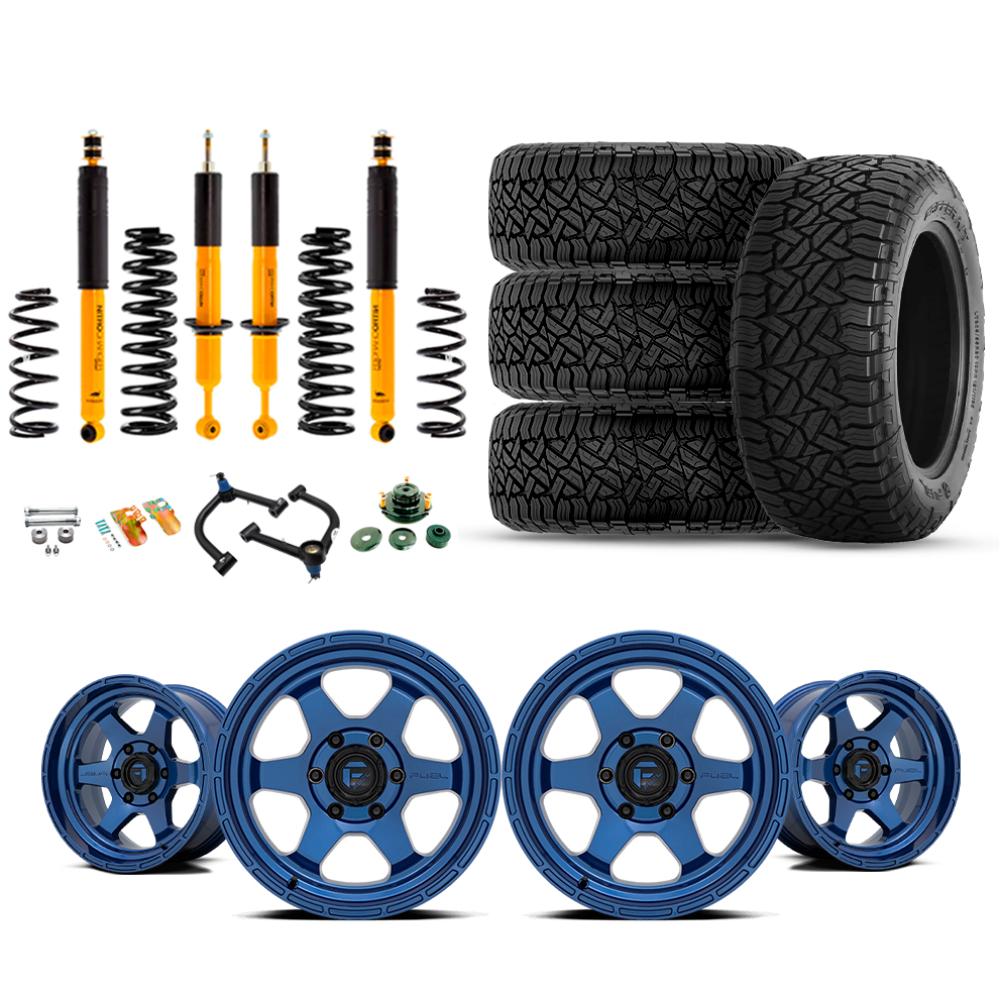 Old Man Emu OME 3" Lift Kit + 17" Fuel Wheels & Tires Package for Lexus GX470 (03-09) with suspension and all-terrain tires